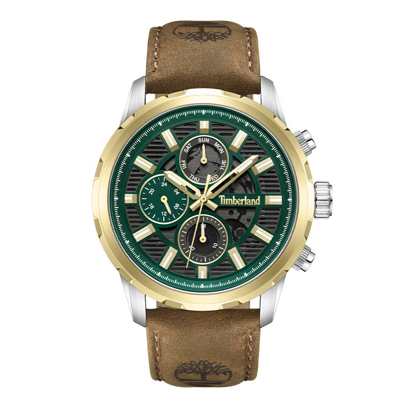 Timberland Harbour Wrist Watches Quartz Movement Leather Strap Green Dial Men's Watches