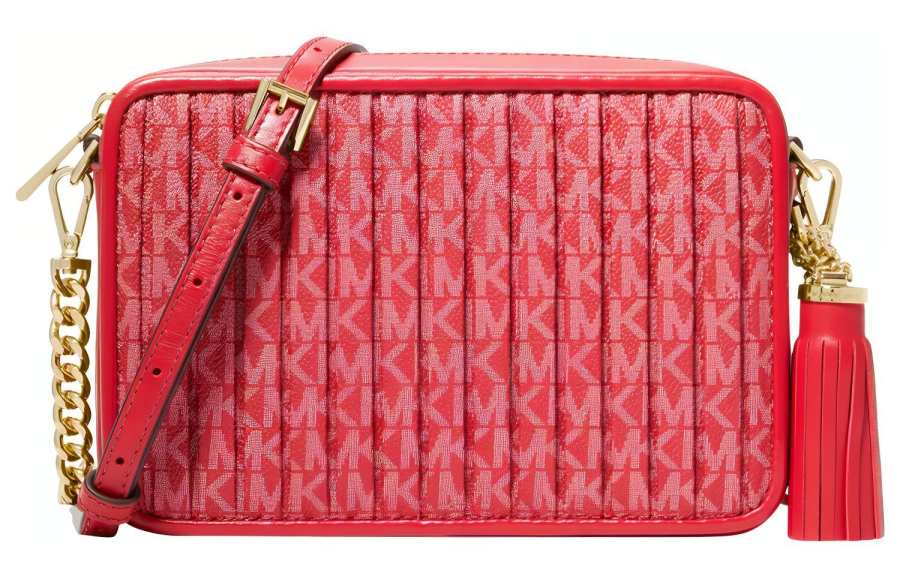 MICHAEL KORS Jet Set Cow Leather Shoulder Bag, Crossbody Bag Medium Women's Red
