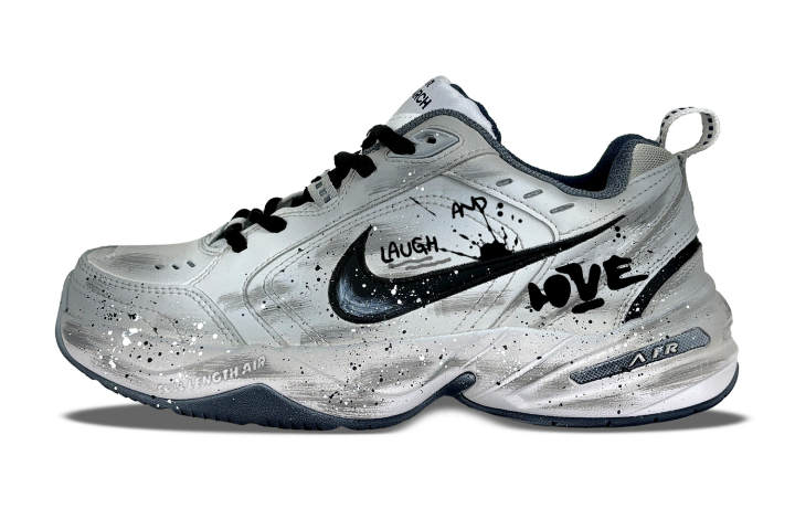 Nike Nike Air Monarch 4 Leather Abrasion Resistant Abrasion Resistant Low top Chunky Sneakers Unisex Gray White