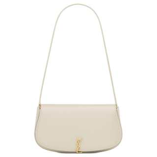 SAINT LAURENT VOLTAIRE Calfskin Handbag, Shoulder Bag Mini Women's White