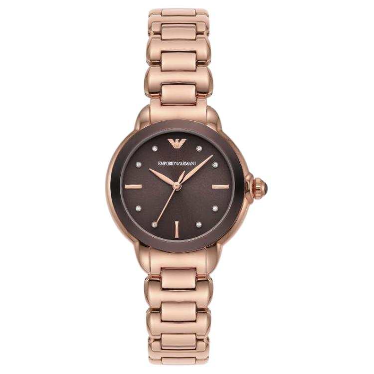 EMPORIO ARMANI EMPORIO ARMANI Wrist Watches Quartz Movement Stainless Steel Strap 32mm Tan Watch Dial Women's Watch