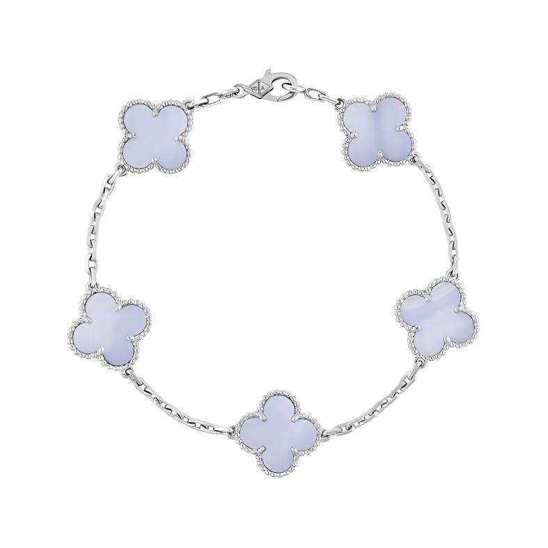 Van Cleef & Arpels Alhambra 18K Gold Chalcedony Bracelets Unisex White gold/purple