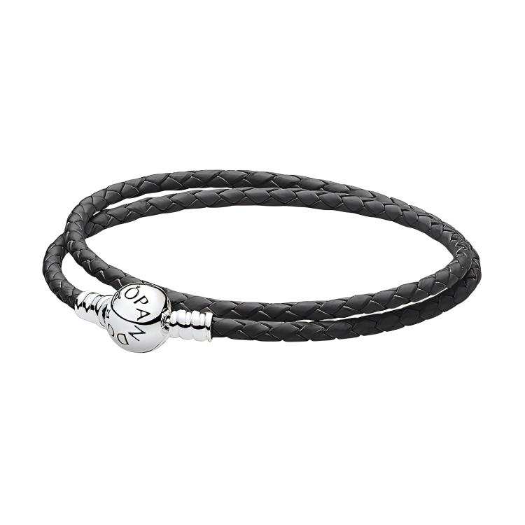 Pandora Pandora Moments Double Black Leather Bracelet