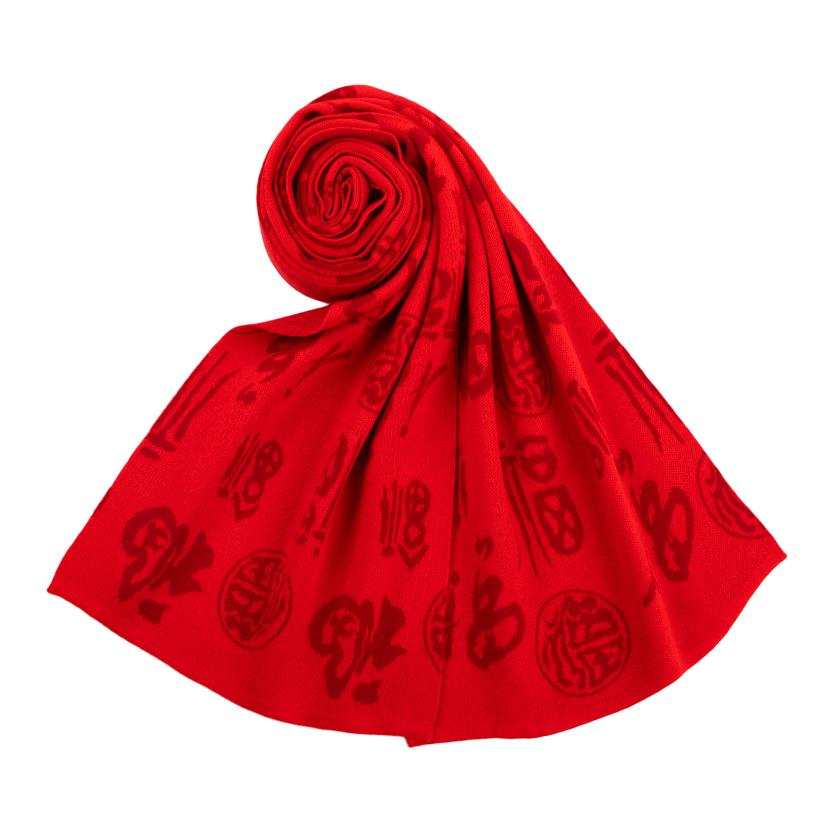 Hodo Wool Knit Scarves Unisex China Red