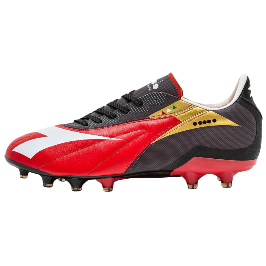 Diadora Slip Resistant, Abrasion Resistant, Lightweight Soccer Shoes Men's Red White Black