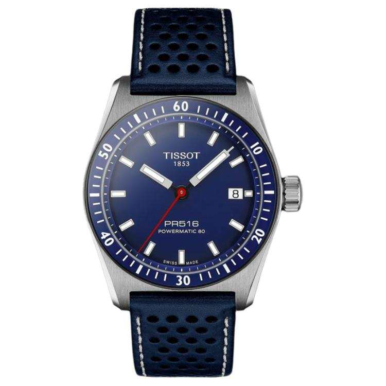 TISSOT PR516 Automatic Mechanical Movement 100m Waterproof Unisex Watch 38mm Blue Dial Stainless Steel Case