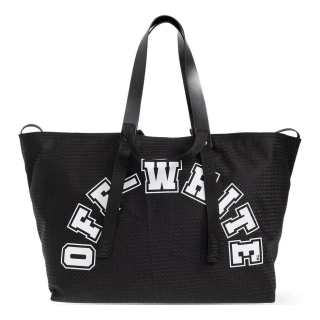 OFF-WHITE logo-print mesh tote bag