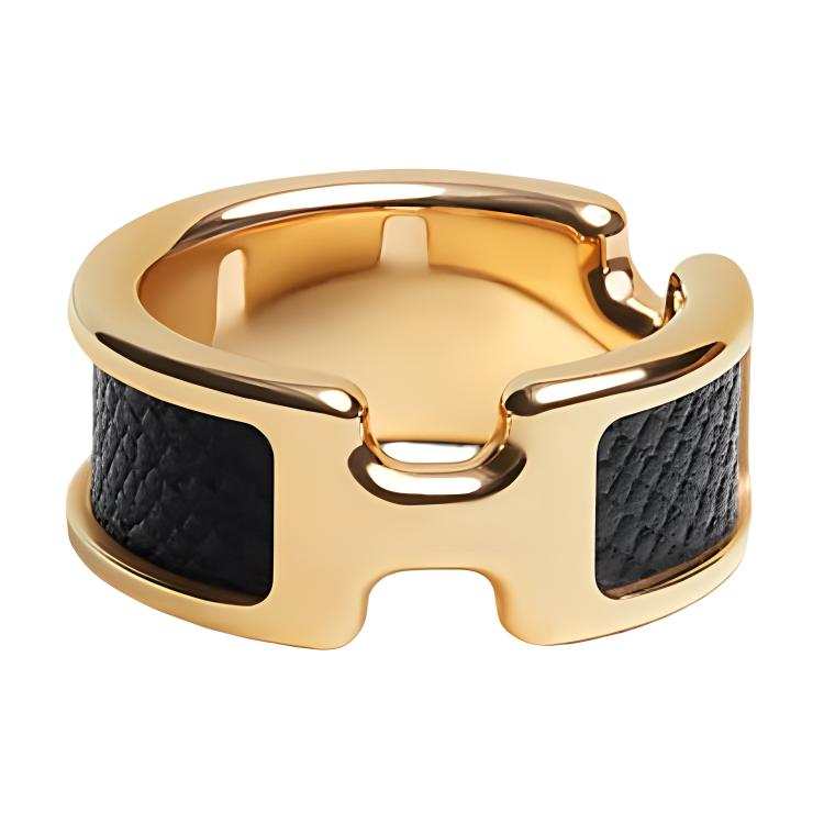 HERMES HERMES Gold Plated Rings Unisex Black
