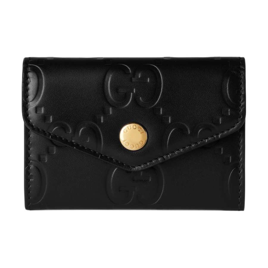 GUCCI Leather Card Holder Women's Black