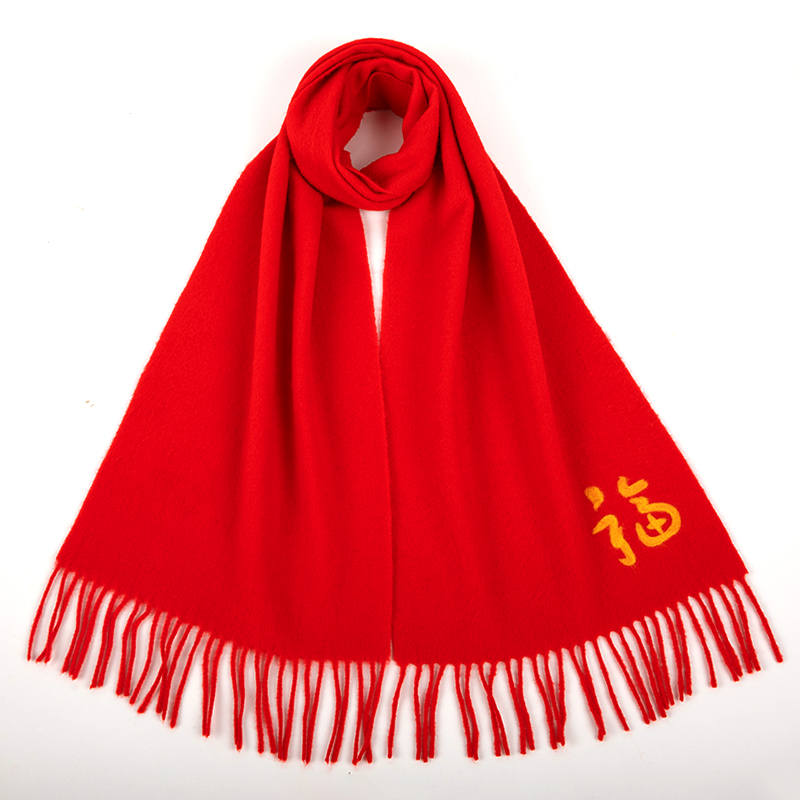 Hodo Wool Knit Scarves Unisex China Red