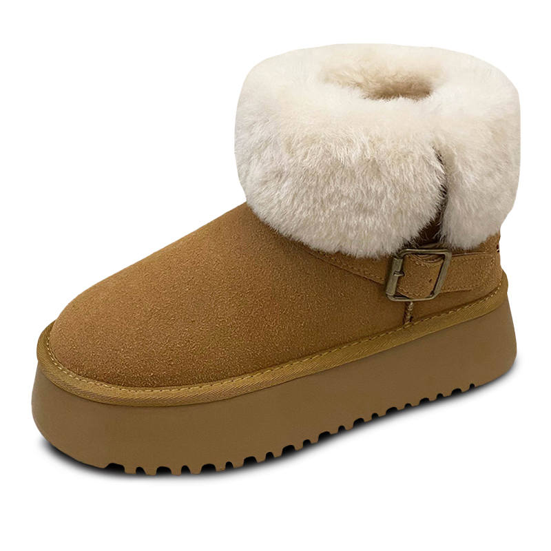 WENPU Suede Warm, Wear Resistant, Slip Resistant Coverage Short Snow Boots Women's