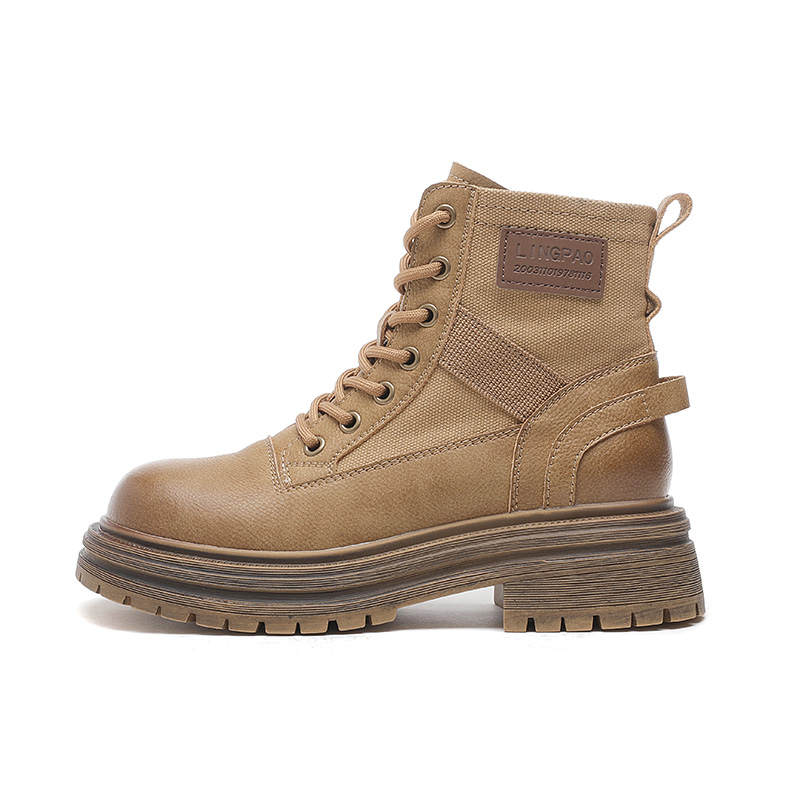 GONGNIUMEILI Synthetic Leather Short Combat Boots Women's