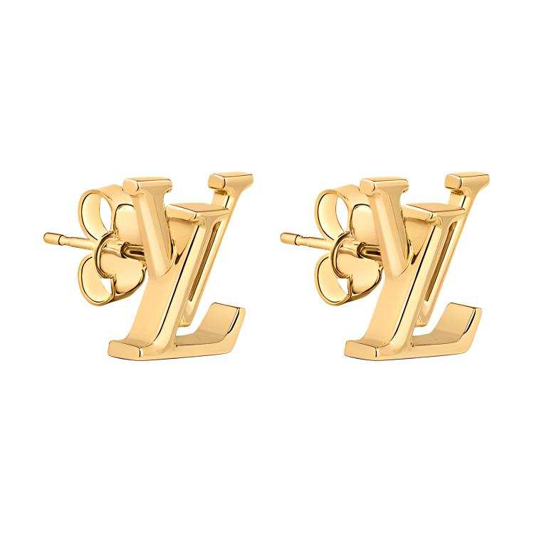 LOUIS VUITTON ICONIC Metal Stud Earrings Women's Gold