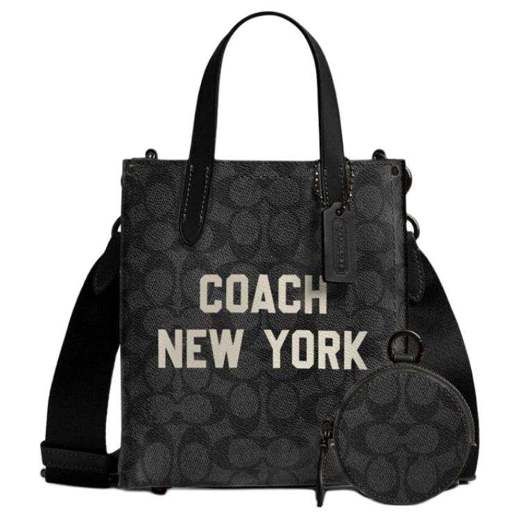 COACH Relay Artificial Leather Tote Bag, Shopping Bag, Handbag Small Women's Black