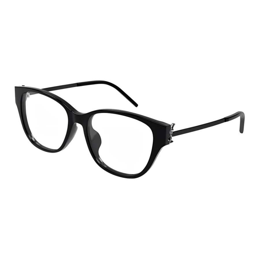 SAINT LAURENT Capsule Oval Eyeglass Frames Women's Black With Silver Logo