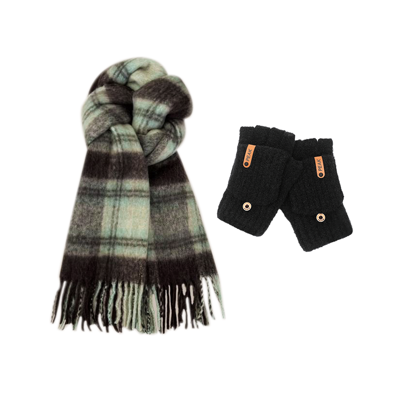 PEAK PEAK Polyester Knit Scarves Unisex Dark Green