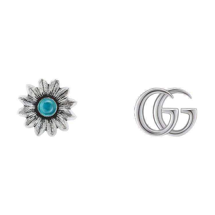 GUCCI Sterling Silver Gg Marmont Flower Earrings