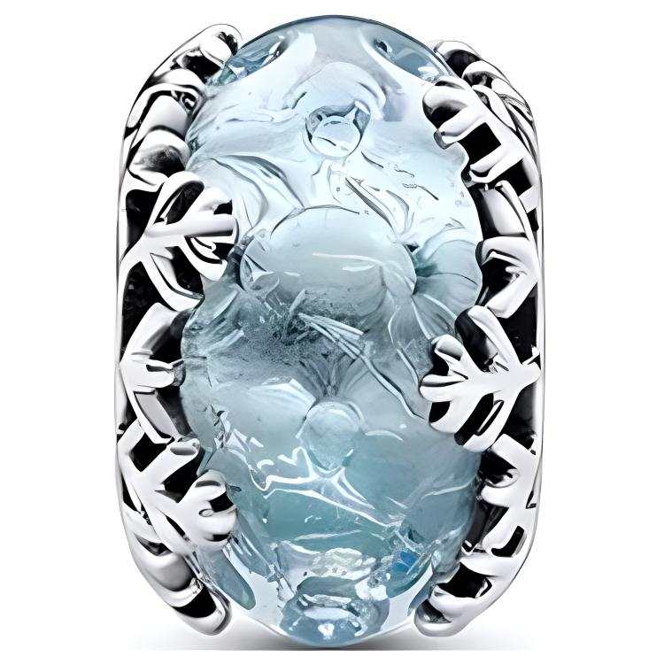 Pandora 925 Sterling Silver Glass Beads Women's Light Blue
