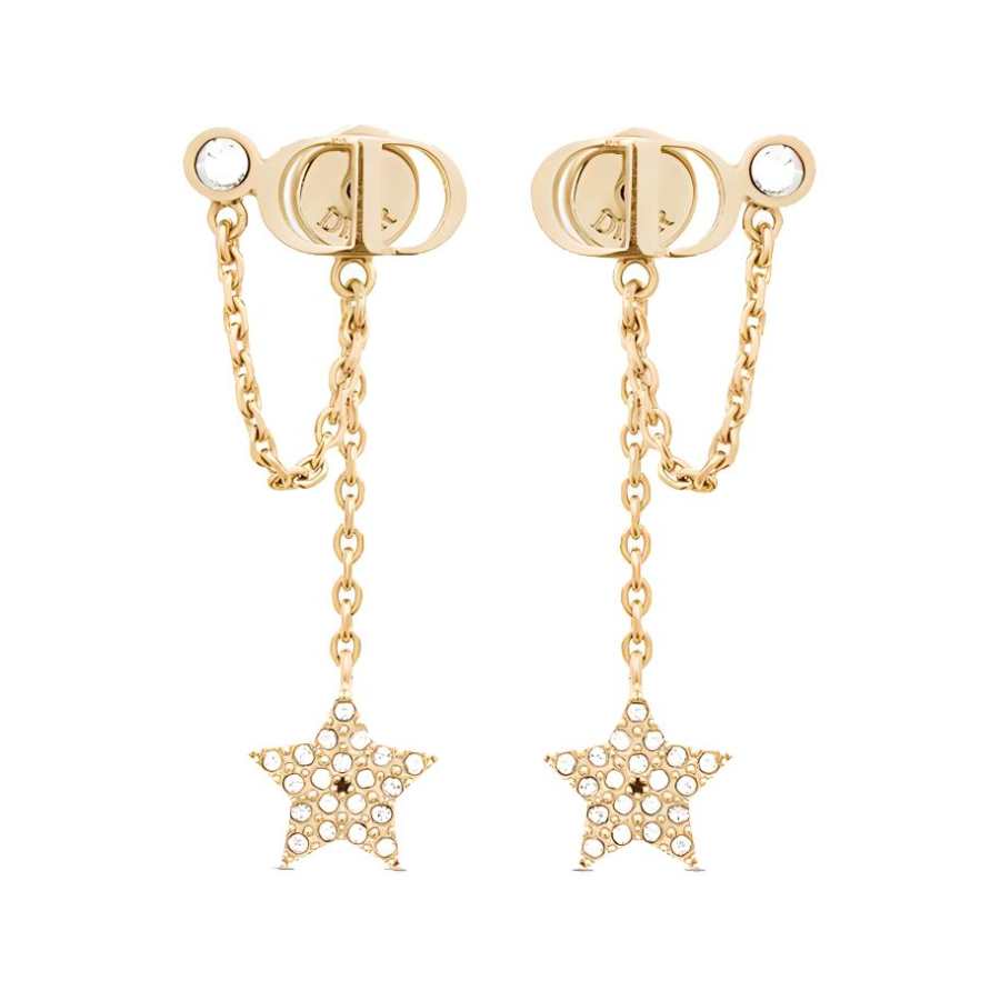 DIOR Faux Crystal Earrings Women's Gold