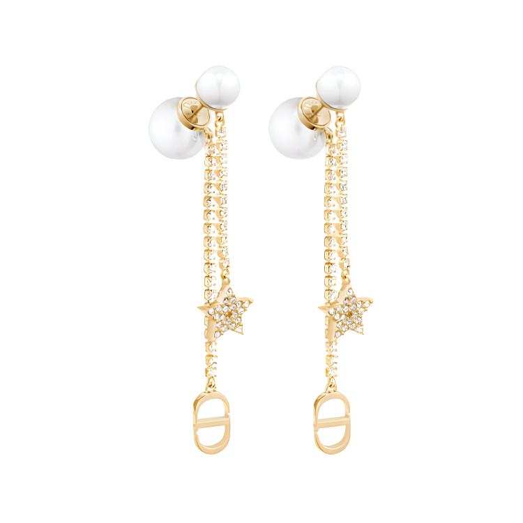 DIOR Metal, Faux Crystal, Resin Earrings Women's