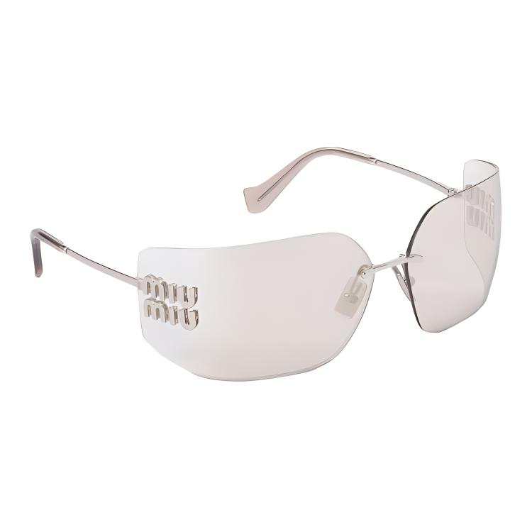 MIU MIU Irregular Shape Sunglasses Women's Steel