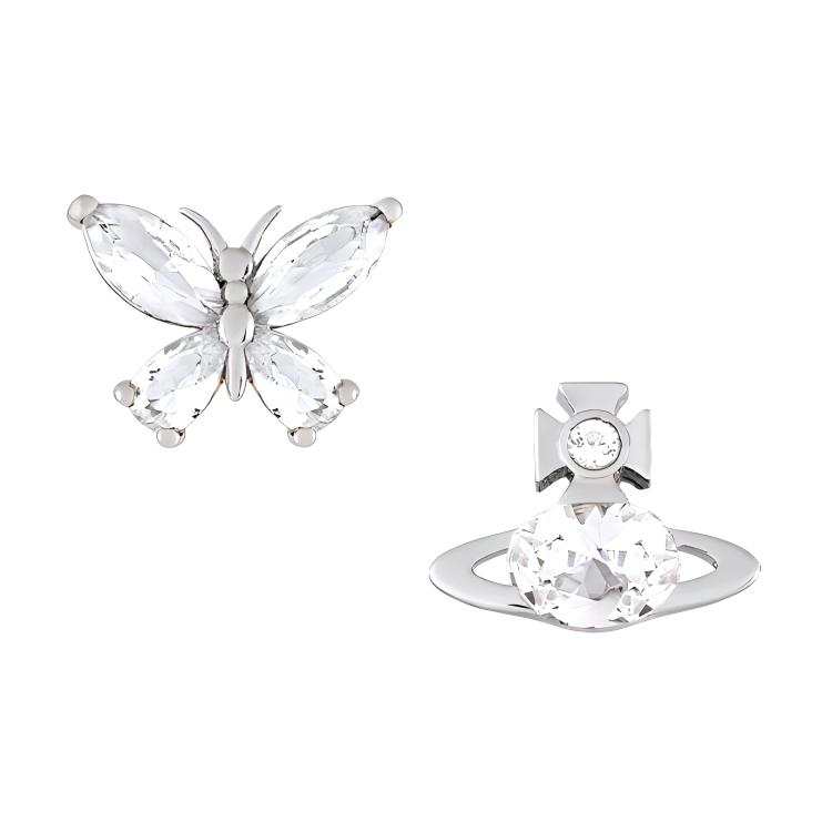 Vivienne Westwood Brass Cubic Zirconia Stud Earrings Women's Silver