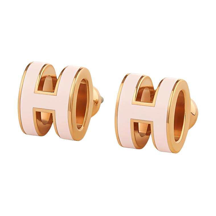 HERMES HERMES POP H Gold Plated Stud Earrings Women's