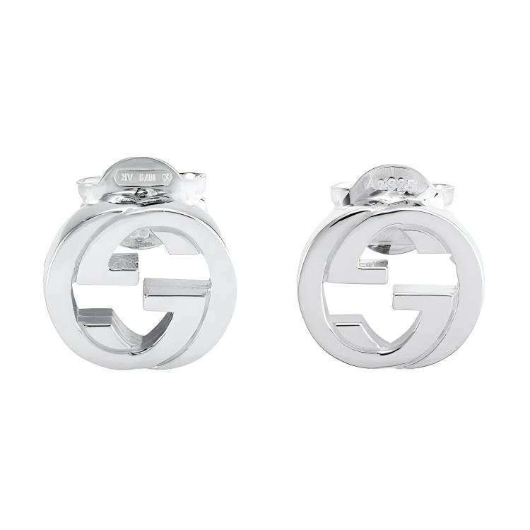 GUCCI GUCCI Interlocking 925 Sterling Silver Stud Earrings Women's Silver