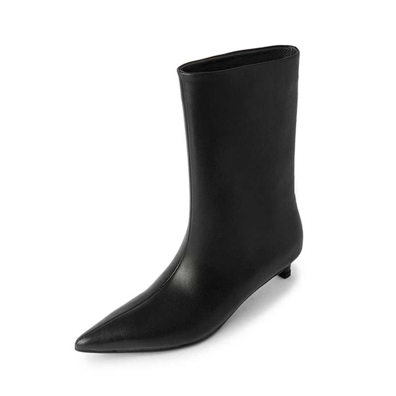 Echo&yolo Cow Leather Knee high Boots Medium Heel 3 5cm Women's