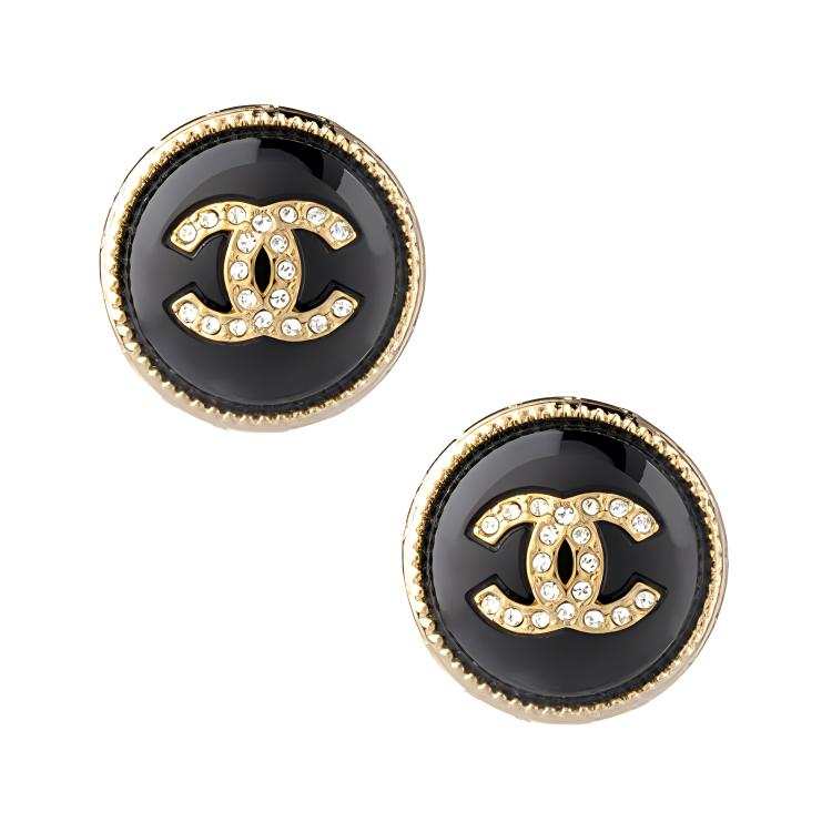 CHANEL 22c Early Spring Metal Stud Earrings Women's Black