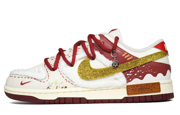 Nike Nike Dunk Skateboard Shoes Women's Low Top Ecru/Red/Gold
