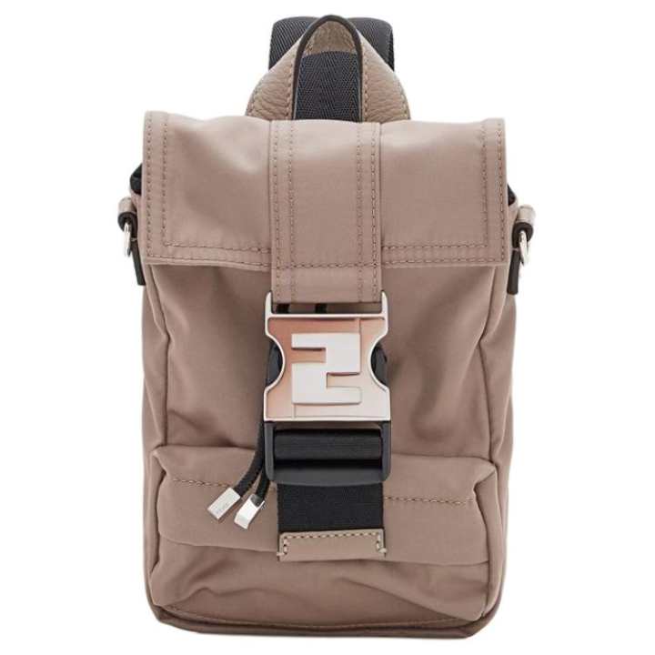 FENDI FENDI Buckle Closure Nylon, Polyester Backpack, Sling Bag Mini Men's Beige