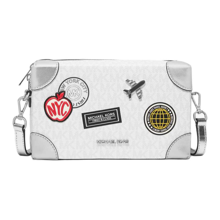 MICHAEL KORS Jeanie Coated Canvas Shoulder Bag Small Women's White