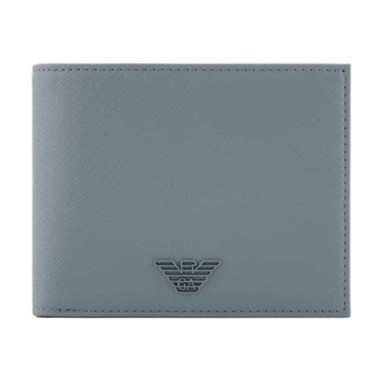 EMPORIO ARMANI PU Polyurethane Wallet Men's Blue Gray