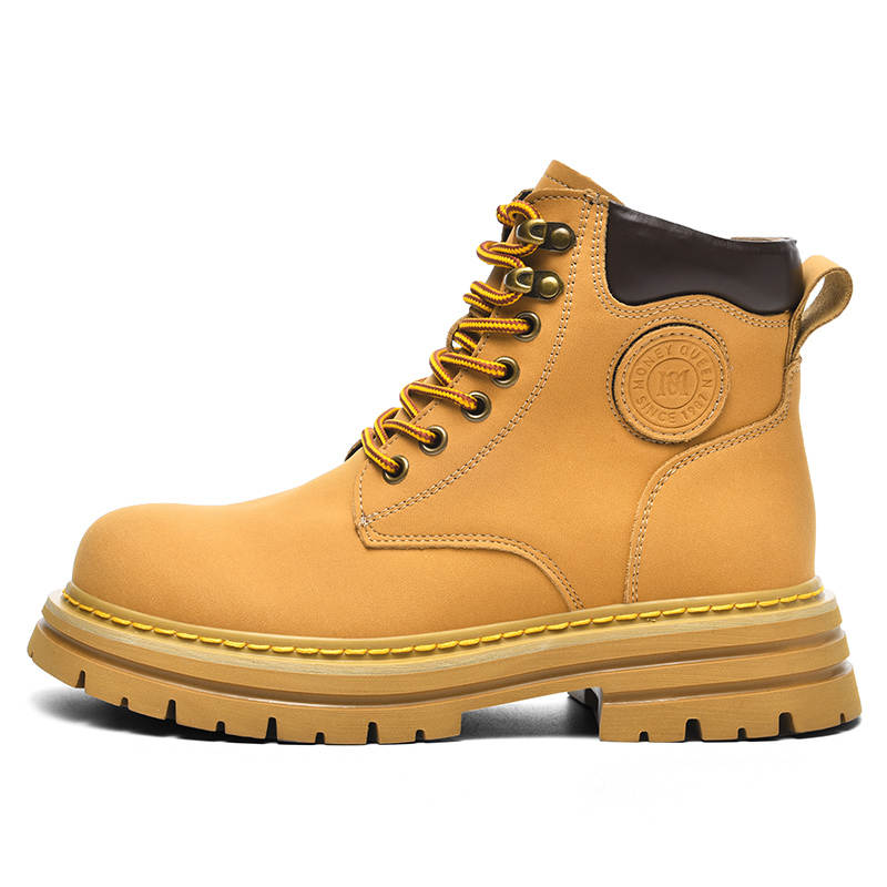 MQ Cow Split Leather Short Combat Boots Unisex Brown