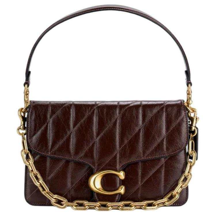 COACH COACH Chain Cow Leather Shoulder Bag Medium Women's Maple Leaf