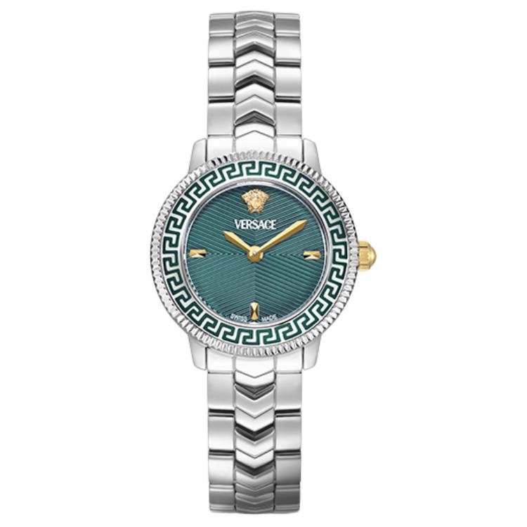 VERSACE V ICON LADY Wrist Watches Quartz Movement Stainless Steel Watchband 30mm Green Dial Women's Watch