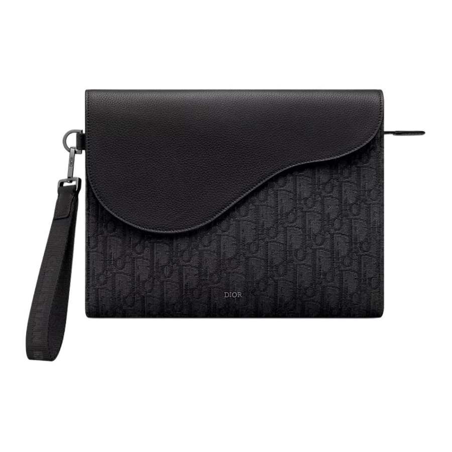 DIOR DIOR Saddle Cotton Clutch Unisex Black
