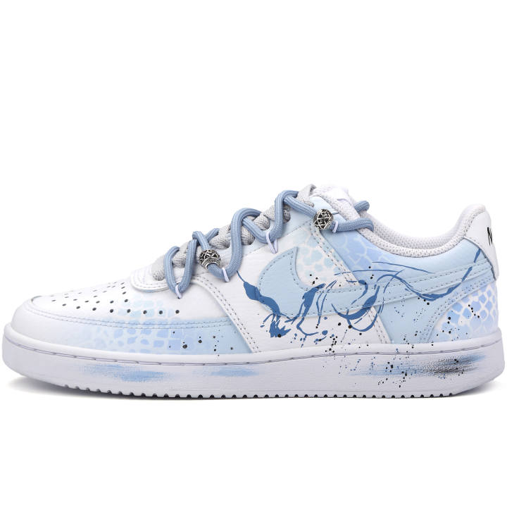 Nike Nike Court Vision 1 Serpent Lucky Slip Resistant Abrasion Resistant Low top Skateboard Shoes Unisex Blue White
