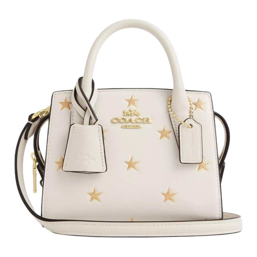 COACH Andrea Cow Leather Shoulder Bag, Crossbody Bag, Handbag Small Women's Chalk White