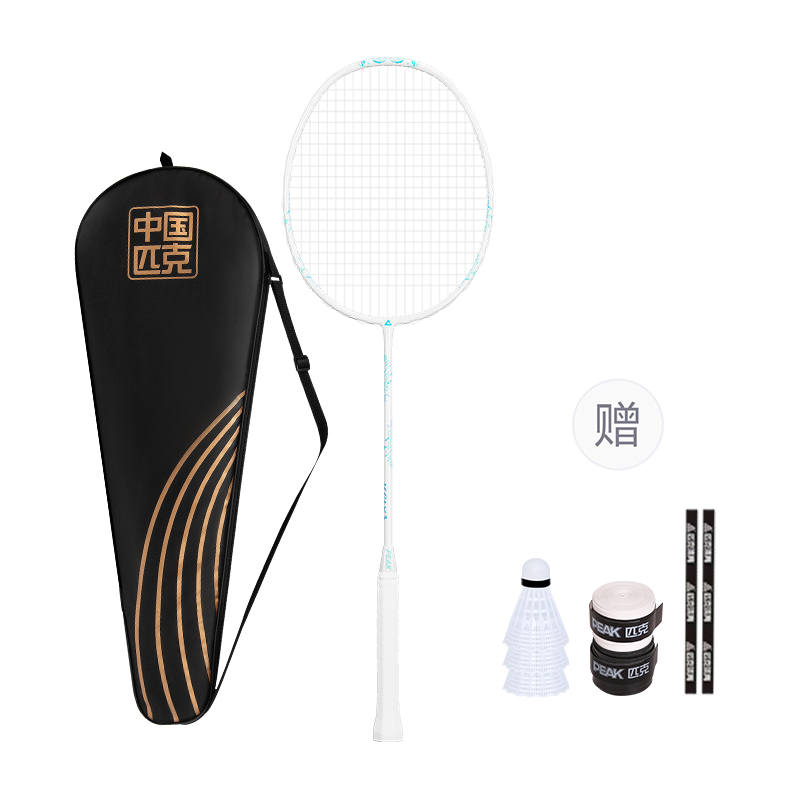 PEAK PEAK Full Carbon Badminton Rackets Control Type All around Defense Advanced Level Unisex 4U/G5 White