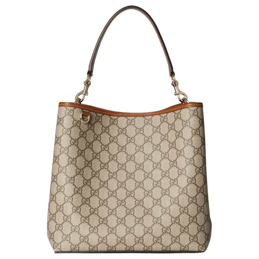 GUCCI GG Emblem GG Monogram Coated Fabric Shoulder Bag, Crossbody Bag, Handbag Small Women's Beige & Dark Brown