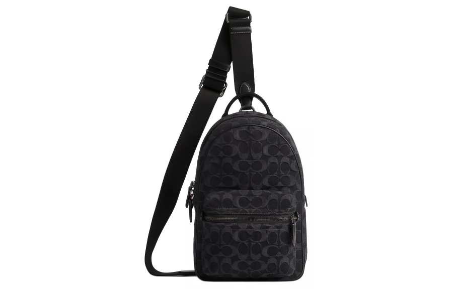 COACH Charter Denim Shoulder Bag, Crossbody Bag Small Men's Black
