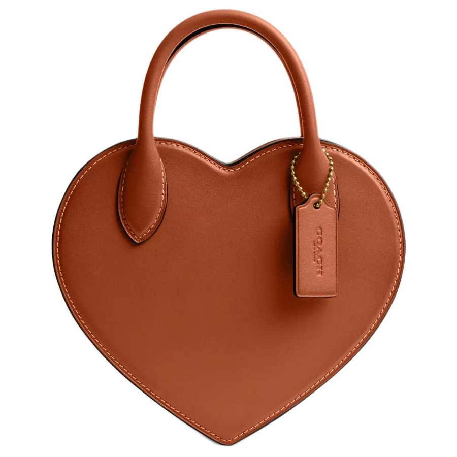COACH Leather Heart Shaped Handbag Small Women's Brown