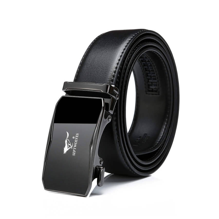 SEPTWOLVES SEPTWOLVES PU Artificial Leather, Synthetic Leather, Split Cow Leather Trendy Belt Men's 3.5cm
