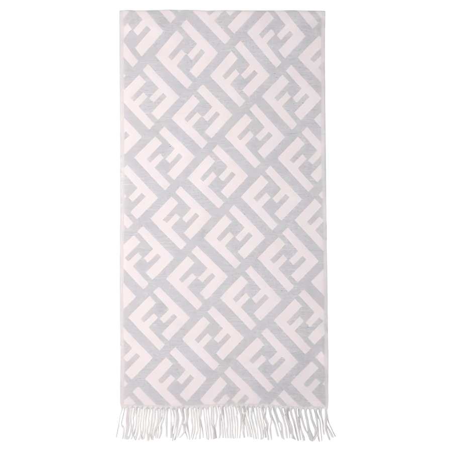 FENDI Logo Jacquard Fringed Edge Scarf