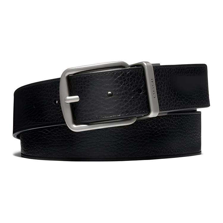 COACH COACH Cow Leather Belts Men's Black/Brown Width 3.5cm