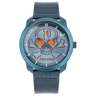 Police BLEDER Wrist Watches Quartz Movement Leather Strap 44mm Blue Dial Men's Watches ['50', 149262]m Waterproof