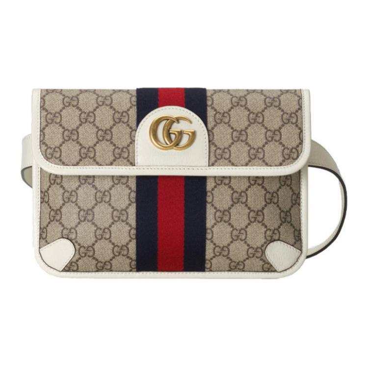 GUCCI Ophidia Canvas With Leather Shoulder Bag, Crossbody Bag, Fanny Pack Men's Ebony/White