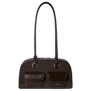 Stand Oil Leather Bowling Bag, Shoulder Bag Women's Brown